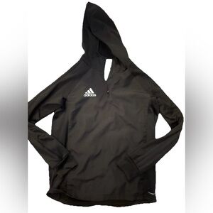 adidas Youth L Hoodie Black Climawarm Polyester Hooded Jacket Half Zip